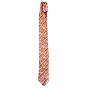 Peacock Pure Silk Geometric Pattern Mens Tie Red Orange Retro Art Deco Statement